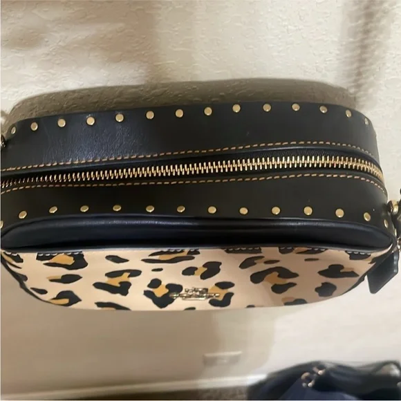 Coach Leopard Print Crossbody Bag - Black and Tan - Picture 4 of 12